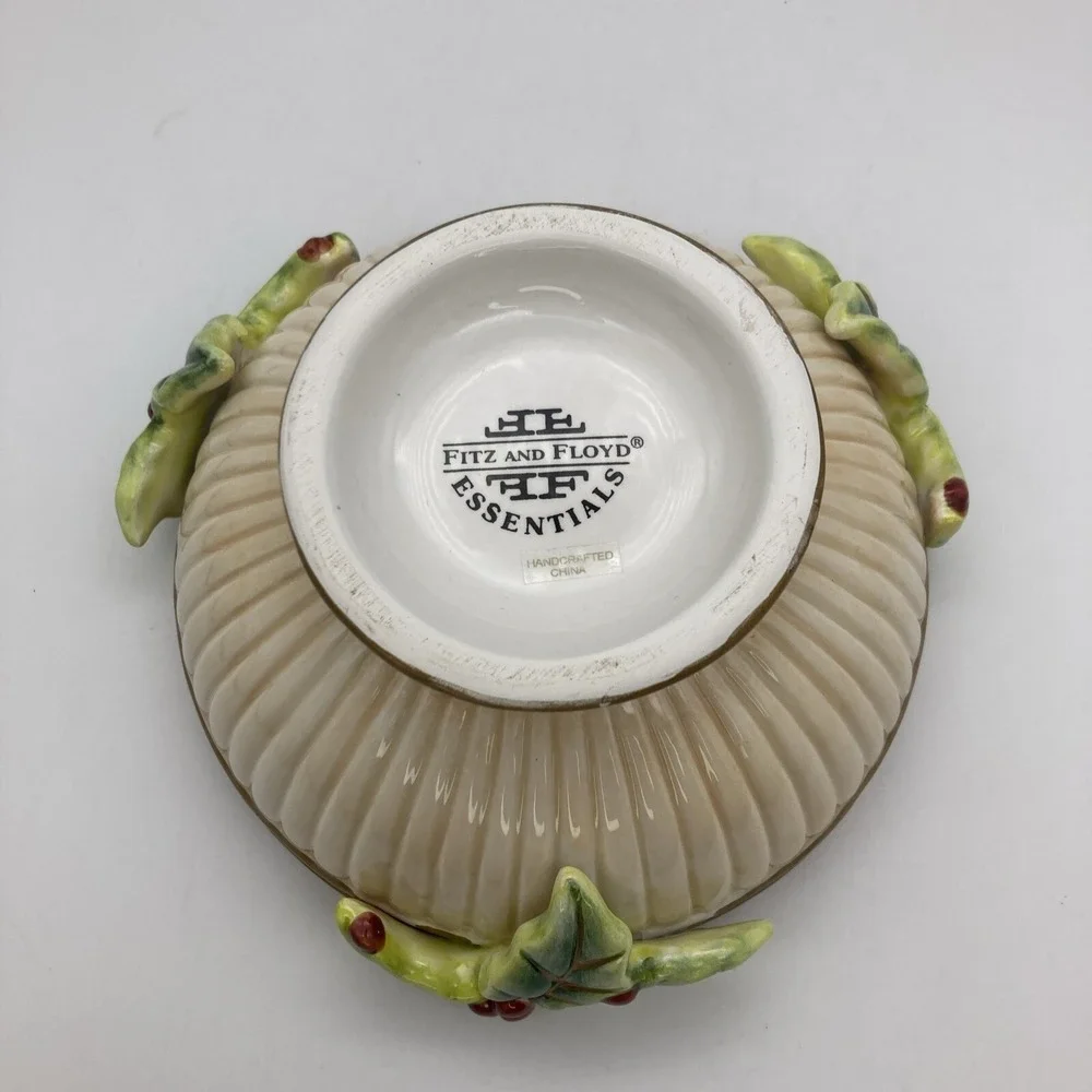 Fitz &Floyd Christmas Kitty In Bowl Lidded Footed Bowl Ornaments Candy 2005